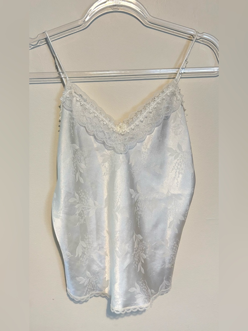 Vintage Christian Dior white satin lace camisole tank